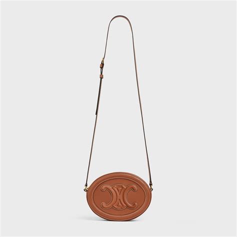 celine oval bag cuir triomphe in smooth calfskin|CELINE Smooth Calfskin Cuir Triomphe Oval Bag Tan.